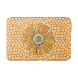 Retro oranje bloemen badmat