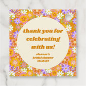 Retro Oranje Bloemen Bedankje Bruidsmeisjesfeestje Bedankjes Labels (Achterkant)