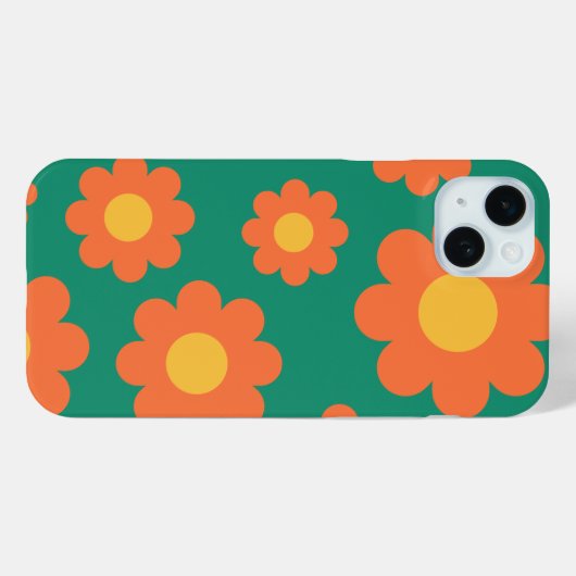 Retro Oranje Bloemen Case-Mate iPhone Case (Achterkant (horizontaal))