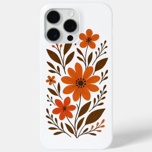 Retro Oranje bloemenpatroon Case-Mate iPhone Case (Achterkant)