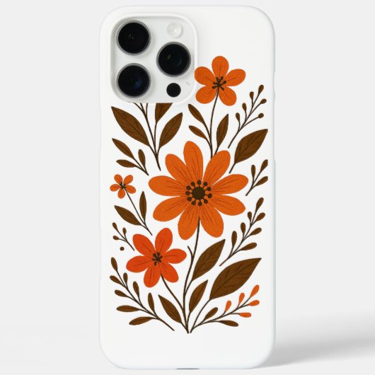 Retro Oranje bloemenpatroon Case-Mate iPhone Case (Achterkant)