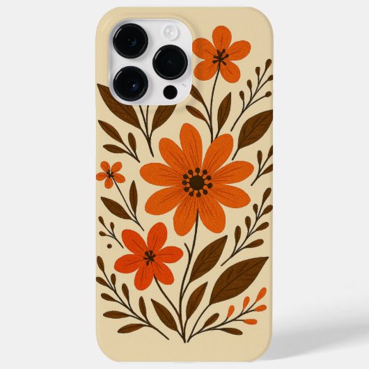 Retro Oranje bloemenpatroon Case-Mate iPhone Case (Achterkant)