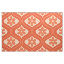 Retro oranje bloempatroon op mid century ogee stof