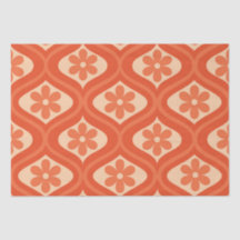 Retro Oranje Bloempatroon op Mid Century ogee