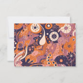 Retro oranje blos roze paarse groovy bruiloft RSVP kaartje (Achterkant)