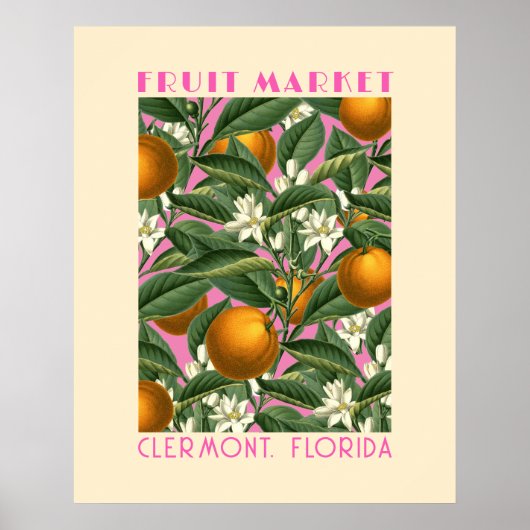 Retro Oranje Blossom Marktroze Poster (Voorkant)