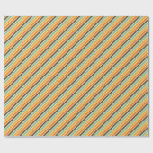 Retro Oranje Blue beige Brown Stripes Herfst Patro Cadeaupapier (Vlak)