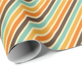 Retro Oranje Blue beige Brown Stripes Herfst Patro Cadeaupapier (Rol Hoek)