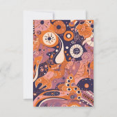 Retro oranje blush roze paarse groovy bruiloft RSVP kaartje (Achterkant)