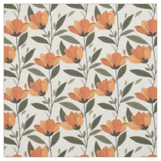Retro Oranje Botanische Bloemen Bold 70s Vintage B Stof