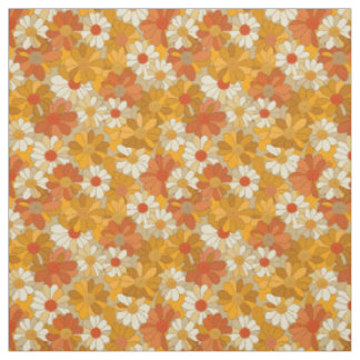 Retro Oranje Botanische Bloemen Bold 70s Vintage B Stof