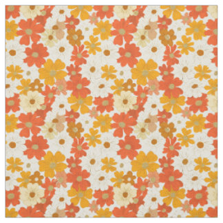 Retro Oranje Botanische Bloemen Bold 70s Vintage B Stof