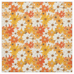 Retro Oranje Botanische Bloemen Bold 70s Vintage B Stof