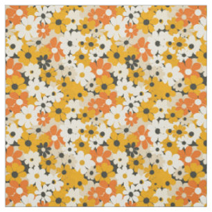 Retro Oranje Botanische Bloemen Bold 70s Vintage B Stof