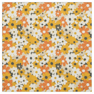 Retro Oranje Botanische Bloemen Bold 70s Vintage B Stof