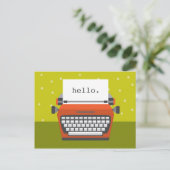 Retro Oranje Briefkaart voor typemachine (Staand voorkant)