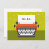 Retro Oranje Briefkaart voor typemachine (Voorkant / Achterkant)