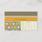 Retro Oranje Brown Checkes Stripes Combo Pattern Visitekaartje (Achterkant)