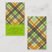 Retro Oranje bruin groen geplakt vinkspatroon Visitekaartje (Voorkant / Achterkant)