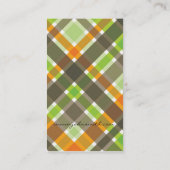 Retro Oranje bruin groen geplakt vinkspatroon Visitekaartje (Achterkant)
