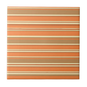 Retro Oranje Bruine Streep Mid-Century Modern  Tegeltje