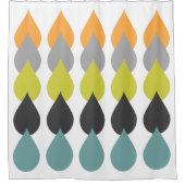 Retro Oranje, Chartreuse, Aqua Bold Raindrop Geo Douchegordijn (Voorkant)