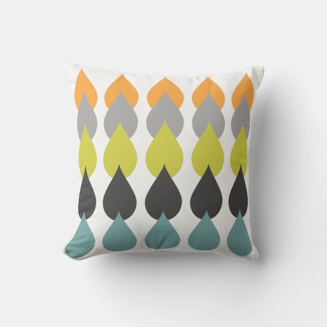 Retro Oranje Chartreuse Geel Aqua Kussen (Voorkant)