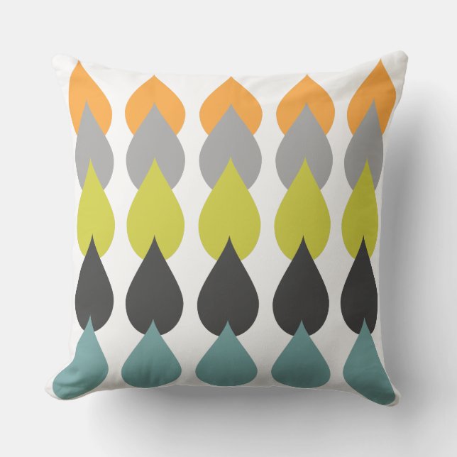 Retro Oranje Chartreuse Geel Aqua Kussen (Voorkant)