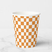 Retro Oranje Check Papieren Bekers (Rechts)