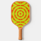 Retro oranje cirkel op geel pickleball paddle (Achterkant)