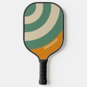 Retro Oranje Cirkel Streep met Naam Pickleball Paddle (Achterkant)