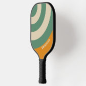 Retro Oranje Cirkel Streep met Naam Pickleball Paddle (Links)