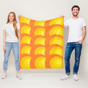 Retro Oranje Cirkels Fleece Deken