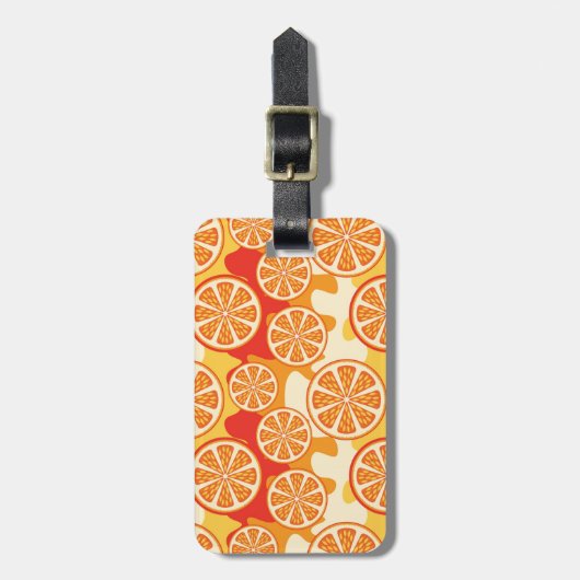 Retro Oranje Citrus Pattern Bagagelabel (Voorkant verticaal)