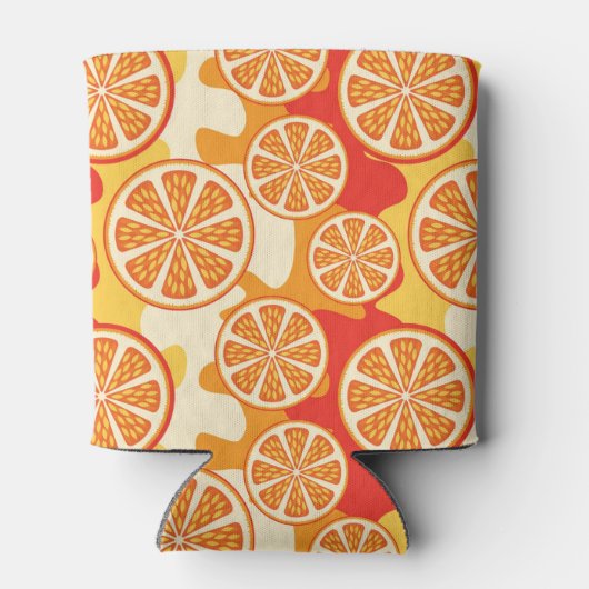 Retro Oranje Citrus Pattern Blikjeskoeler (Achterkant)