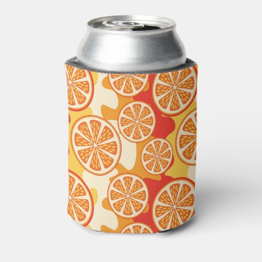 Retro Oranje Citrus Pattern Blikjeskoeler (Blikje Achterkant)