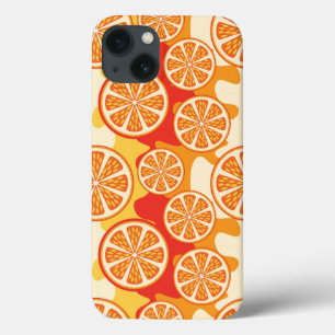 Retro Oranje Citrus Pattern iPhone 13 Hoesje