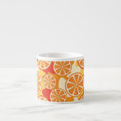Retro Oranje Citrus Pattern Espresso Kop (Voorkant)