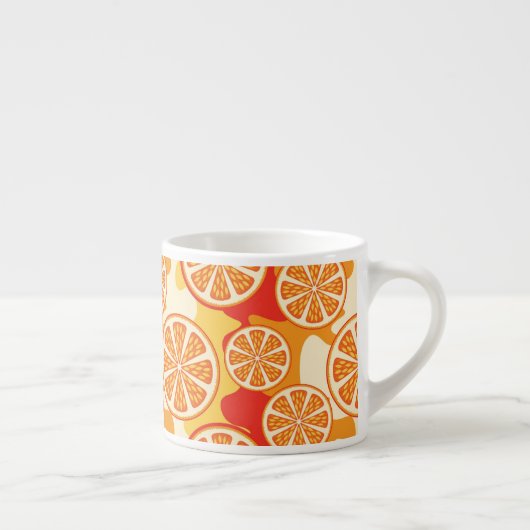 Retro Oranje Citrus Pattern Espresso Kop (Rechts)