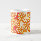 Retro Oranje Citrus Pattern Grote Koffiekop (Voorkant)