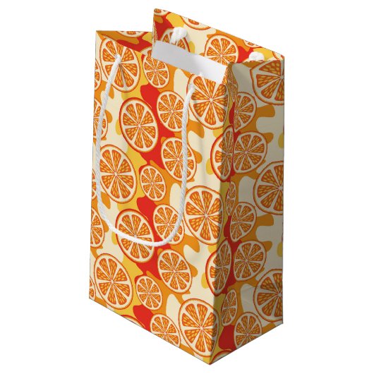 Retro Oranje Citrus Pattern Klein Cadeauzakje (Achterkant Gekanteld)