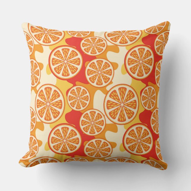 Retro Oranje Citrus Pattern Kussen (Voorkant)