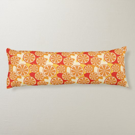 Retro Oranje Citrus Pattern Lichaamskussen (Achterkant)