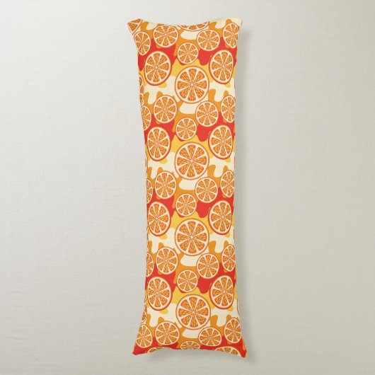 Retro Oranje Citrus Pattern Lichaamskussen (Voorkant Verticaal)