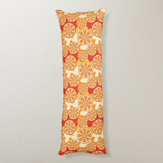 Retro Oranje Citrus Pattern Lichaamskussen (Achterkant (Verticaal))