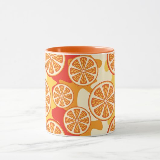 Retro Oranje Citrus Pattern Mok (Midden)