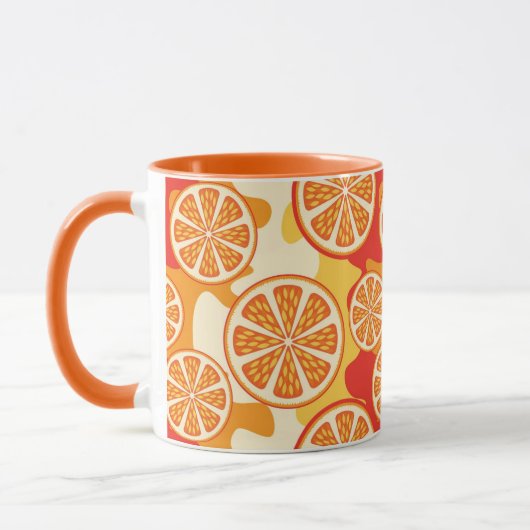 Retro Oranje Citrus Pattern Mok (Links)
