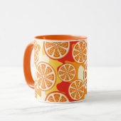 Retro Oranje Citrus Pattern Mok (Voorkant links)