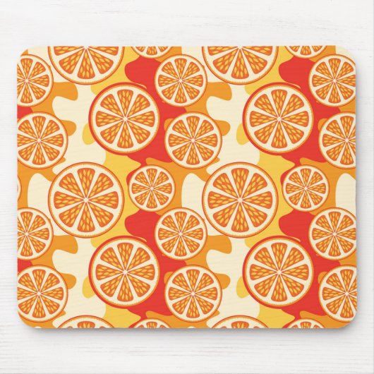 Retro Oranje Citrus Pattern Muismat (Voorkant)