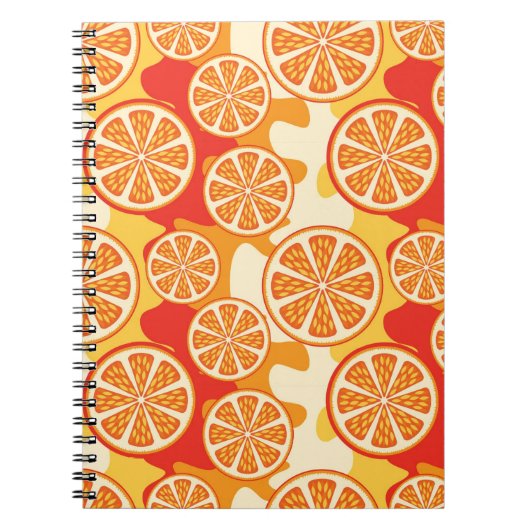 Retro Oranje Citrus Pattern Notitieboek (Voorkant)